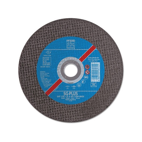 Pferd Inc Type 1 SGP-INOX Flt Cut-Off Whl, 4 1/2 in Dia, .04 in Thick, 60 Grit, Alum Oxide (419-69845) Each