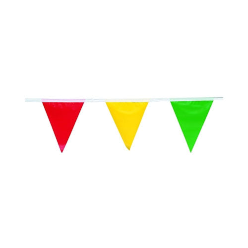 Pennant Flag, 9 in x 12 in, 100 ft Long, Polyethylene, Multi-Color (764-SPF912100M) Each