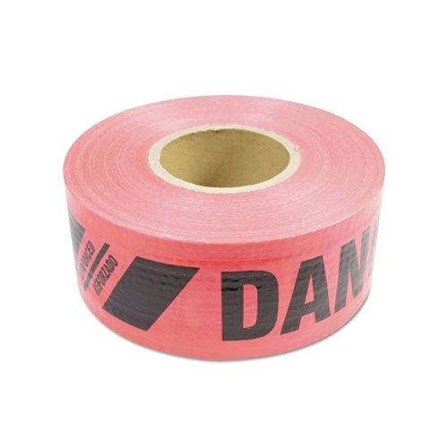 Presco Reinforced Barricade Tape, 3 in W x 500 ft L , Danger/Peligro, Red (764-SBR35XR174) 1 Roll