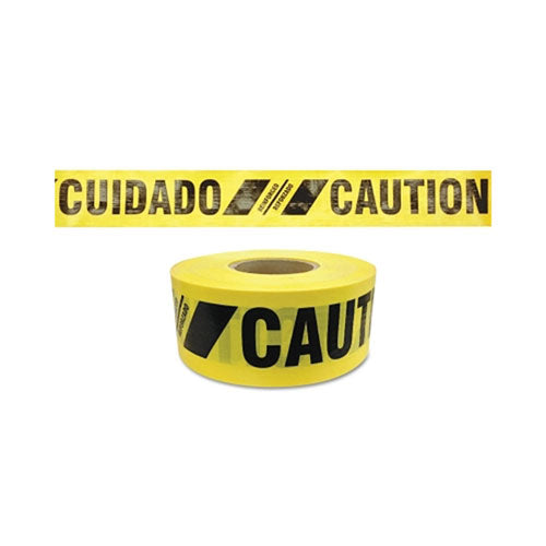 Presco Reinforced Barricade Tape, 3 in W x 500 ft L , Caution/Cuidado, Yellow (764-SBR35XY13) 1 Roll