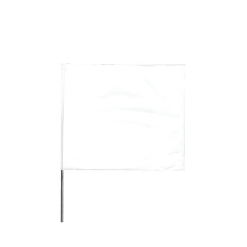 Presco Stake Flags, 2 in x 3 in, 21 in Height, PVC Film, White (764-2321W) Bundle of 100