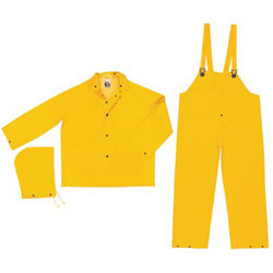 River City™ Flame Resistant Rain Suit, Jacket/Hood/Pants, 0.35 mm PVC/Poly, Yellow, 3X-Large (611-FR2003X3) Each