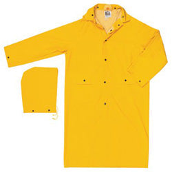 River City™ Classic Rain Coat, Detachable Hood, 0.35 mm PVC/Poly, Yellow, 49 in 3X-Large (611-200CX3) Each