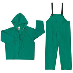 River City™ Two-Piece Rain Suit, Jacket w/Hood, Bib Pants, 0.42 mm PVC/Poly, Green, 2X-Large (611-3882X2) Each