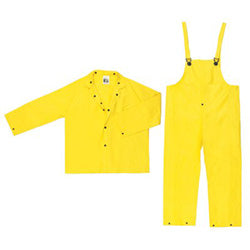 River City™ Three-Piece Rain Suit, Jacket/Hood/Pants, 0.28 mm PVC/Nylon, Yellow, 2X-Large (611-3003X2) Each