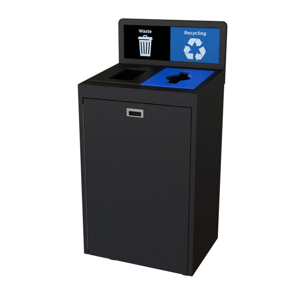 Indoor Transition Topload 2-Stream Recycling & Waste Station in Black (5237) Each