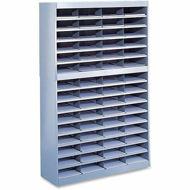 Safco Steel Literature Center, Letter, 60 Compartments, 60&quot;h, Gray (SAF9231GRR) Each