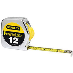 Stanley Bostitch® Powerlock® Tape Rules 1/2 in Wide Blade, 12 ft x 1/2 in, Inch, Single Sided, Silver/Yellow (680-33-212) Each