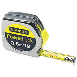 Stanley Bostitch® Powerlock® Tape Rules 1/2 in Wide Blade, 12 ft x 1/2 in, Inch/Metric, Single Sided, Chrome (680-33-215) Each