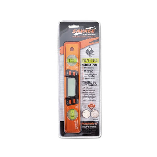 Swanson Tools Savage™ Digital Torpedo Magnetic Level, 9 in L, 2 Vials (698-SVT200) Each