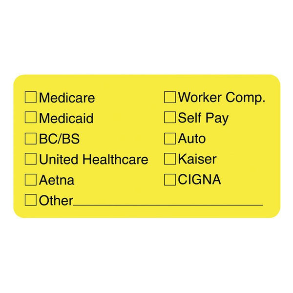 Tabbies Insurance Labels for Medical Office, 3 1/4&quot;x1 3/4&quot;, Yellow (TAB02940) Roll of 250