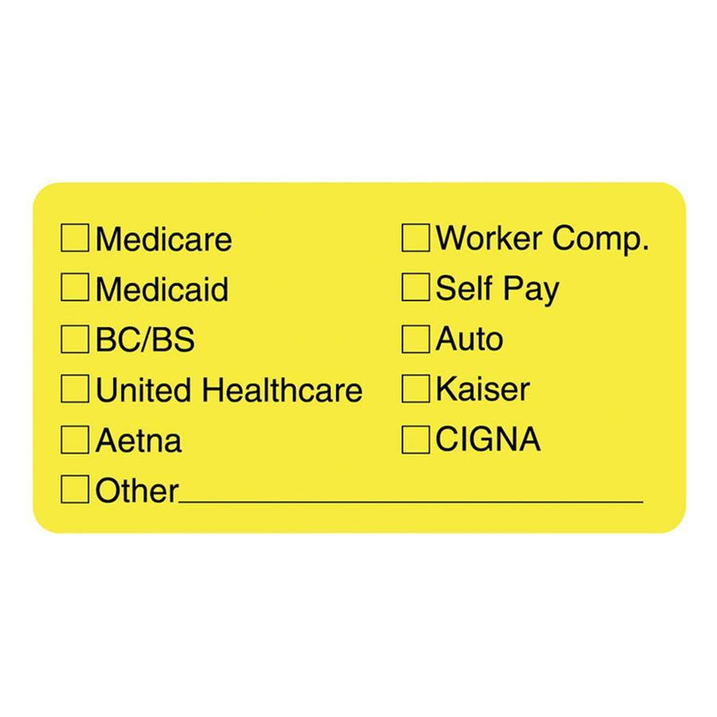 Tabbies Insurance Labels for Medical Office, 3 1/4&quot;x1 3/4&quot;, Yellow (TAB02940) Roll of 250