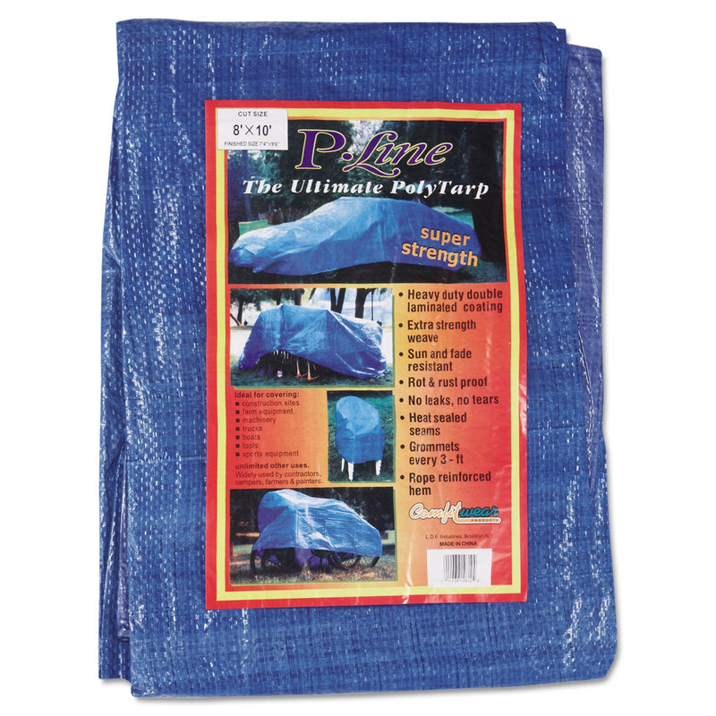 Tarps, Inc. Multiple Use Tarp, 8 ft W x 10 ft L, Polyethylene, Blue (101-0810) Each