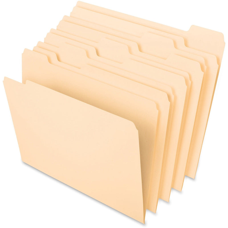 Pendaflex Manila File Folders, Recycled, Top Tab, 1/5 Cut, Assorted, Letter, 100/Box (PFX75215) Box of 100