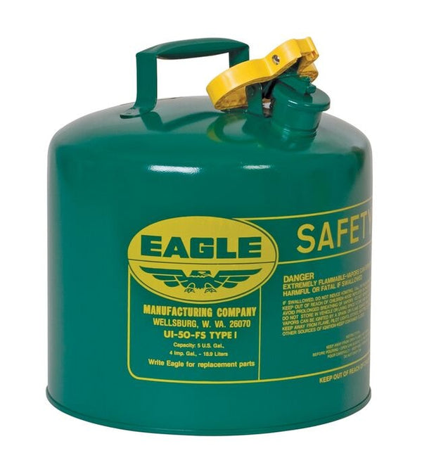 Eagle Manufacturing 5 Gallon Safety Can for Combustibles, Type I, Flame Arrester, Green (925-UI50SG) Each