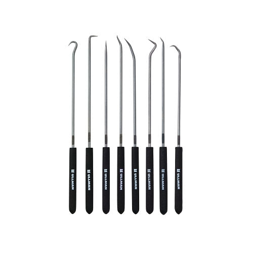Ullman Devices Corporation 8-Pc Hook and Pick Set, High Carbon Steel, Rubber Handles, 9-3/4 in L, Nylon Pouch (758-CHP8-L) Each