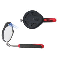Ullman Devices Corporation Lighted Inspection Mirrors, 3 3/8 in Dia., 6 3/4 in-30 1/4 in L (758-HTS-2LT) Each