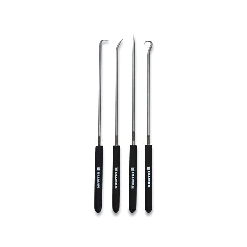Ullman Devices Corporation Long 4-Piece Hook and Pick Set, Non-Slip Handle, Steel, 9-3/4 in L (758-CHP4-L) Each