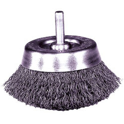 Weiler Stem-Mounted Crimped Wire Cup Brush, 2 1/2 in Dia., .014 in Steel (804-14317) Box of 10