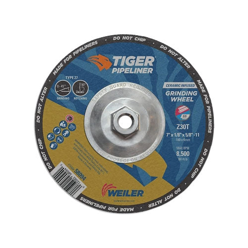 Weiler 7 in X 1/8 in Tiger Pipeliner, Z30T, Type 27, 5/8 in-11 Nut (804-58094) 10 EA / BX