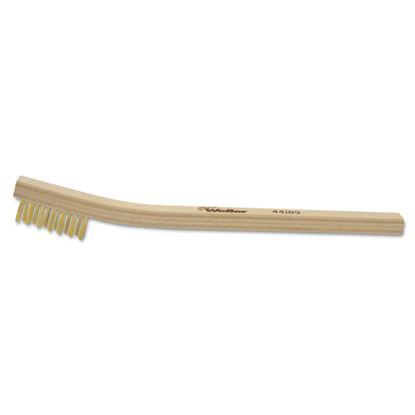 Weiler Small Hand Scratch Brush, 7-1/2 in, 3 X 7 Rows, Brass Wire, Curved Wood Handle (804-44189) Each