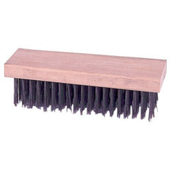 Weiler Block Type Scratch Brushes, 7 1/4", 6X19 Rows, Round Steel Wire, Wood Handle (804-44067) Each