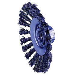 Weiler Knot Wire Bevel Wheel, 4-1/2 in dia x 3/8 in W Face, 0.020 in Steel Wire, 12500 RPM (804-13476) Each