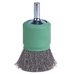 Weiler Coated Cup Crimped Wire End Brush, Stainless Steel, 1 in dia x 0.006 in Wire, 22000 RPM (804-11016) Each