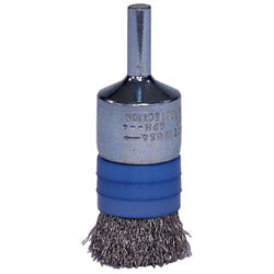 Weiler Banded Crimped Wire End Brush, Stainless Steel, 1/2 in dia x 0.006 in Wire, 20000 RPM (804-11110) Each