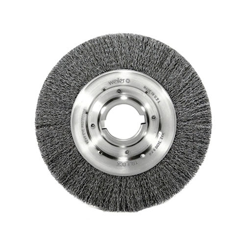 Weiler Medium-Face Crimped Wire Wheel, 10 in dia x 1-1/8 in W Face, 0.0118 in Stainless Steel Wire, 3600 RPM (804-06530) Each