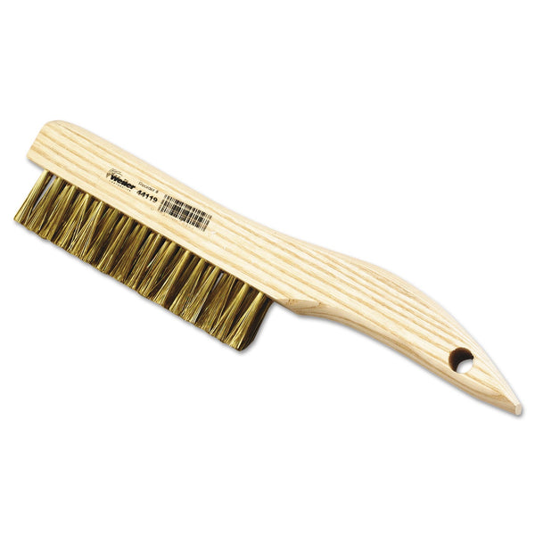 Weiler Plater's Brushes, 10 in, 4 X 18 Rows, Brass Wire, Curved Wood Handle (804-44119) Each