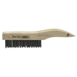 Weiler Shoe Handle Scratch Brush, 10 in, 4 X 16 Rows, Steel Wire, Wood Handle (804-44063) Each