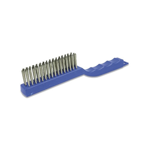 Weiler Shoe Handle Scratch Brushes, 11 in, 4X16 Rows, Stainless Steel Wire, Plastic Handle (804-44299) Each