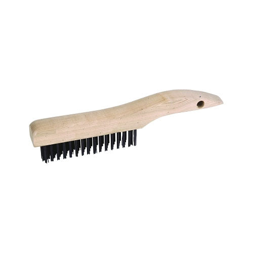 Weiler Shoe Handle Scratch Brushes, 11 in, 4 X 16 Rows, Steel Wire, Wood Handle (804-73217) Each