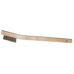 Weiler Small Hand Scratch Brushes, 7 1/2 in, Stainless Steel Wire, Curved Wood Handle (804-44805) 2 Each