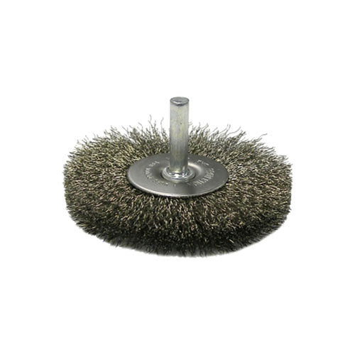 Weiler Stem-Mounted Crimped Wire Wheels, 3 in Dia., 20,000 rpm, Stainless Steel (804-17979) Each