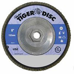 Weiler Tiger® Disc Abrasive Flap Disc, 6 in dia, 60 Grit, 5/8 in-11, 10200 rpm, Type 29 (804-50660) Each