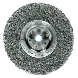 Weiler Narrow Face Crimped Wire Wheel, 6 in dia x 3/4 in W Face, 0.0118 in Stainless Steel Wire, 6000 RPM (804-01705) Each