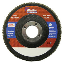Weiler 4-1/2" Vortec Pro High Density Abrasive Flap Disc, Flat (804-31390) Carton of 10