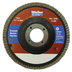 Weiler 4-1/2" x 7/8", Abrasive Flap Disc, Flat, Phenolic Backing, 8 oz (804-31404) 10 EA / CT