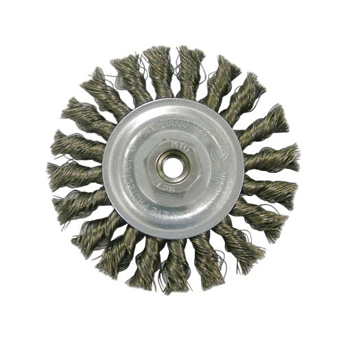 Weiler Vortec Pro Knot Wire Wheel, 4 in Dia, .014 in Carbon Steel Wire, 5/8-11 Arbor (804-36212) 5 EA / PK