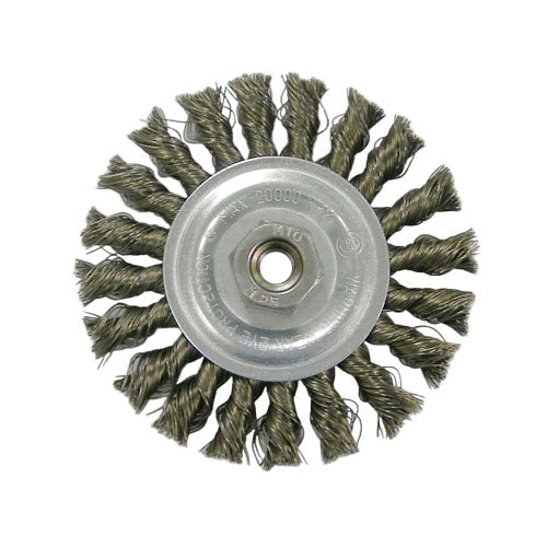 Weiler Vortec Pro® Knot Wire Wheel, 4 in D, .014 in Stainless Steel, 5/8 in - 11 Arbor (804-36213) 5 EA / PK