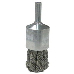 Weiler Vortec Pro Stem Mtd Knot Wire End Brushes, Carbon Steel, 1 in Dia, .02 Wire (804-36251) Carton of 10