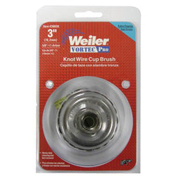 Weiler Vortec Pro Knot Wire Cup Brush, 4 in Dia., 5/8-11 Arbor, .025 in Carbon Steel (804-36244) Each