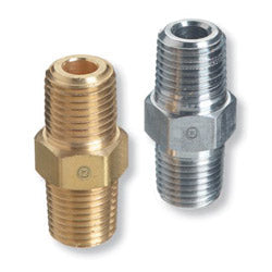 Western Enterprises Pipe Thread Hex Nipple, 3,000 psi, Brass, 1/4 in NPT Male (312-B-4HP) Each