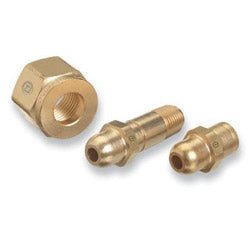 Western Enterprises Regulator Inlet Nipple, w/ Check Valve, Oxygen, 1/4 in (NPT), 2 in, Brass, CGA-540 (312-63-CV) Each