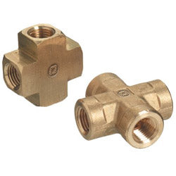 Western Enterprises Pipe Thread Crosses, Connector, 3,000 PSIG, Brass, 1/4 in (NPT) (312-BCR-4HP) Each