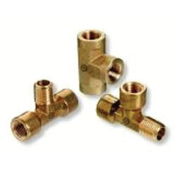 Western Enterprises Pipe Thread Tees, Connector, 3,000 PSIG, Brass, 1/4 in NPT (Branch) (312-BMT-4HP) Each