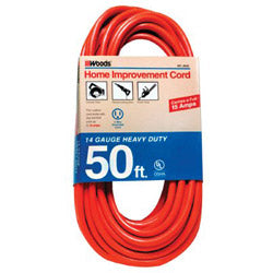 Woods Wire Outdoor Round Vinyl Extension Cord, 50 ft, 1 Outlet, Orange (860-626) Each