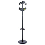 Alba™ Stan3 Steel Coat Rack, Stand Alone Rack, Eight Knobs, 15w x 15d x 69.3h, Black (ABAPMSTAN3N)